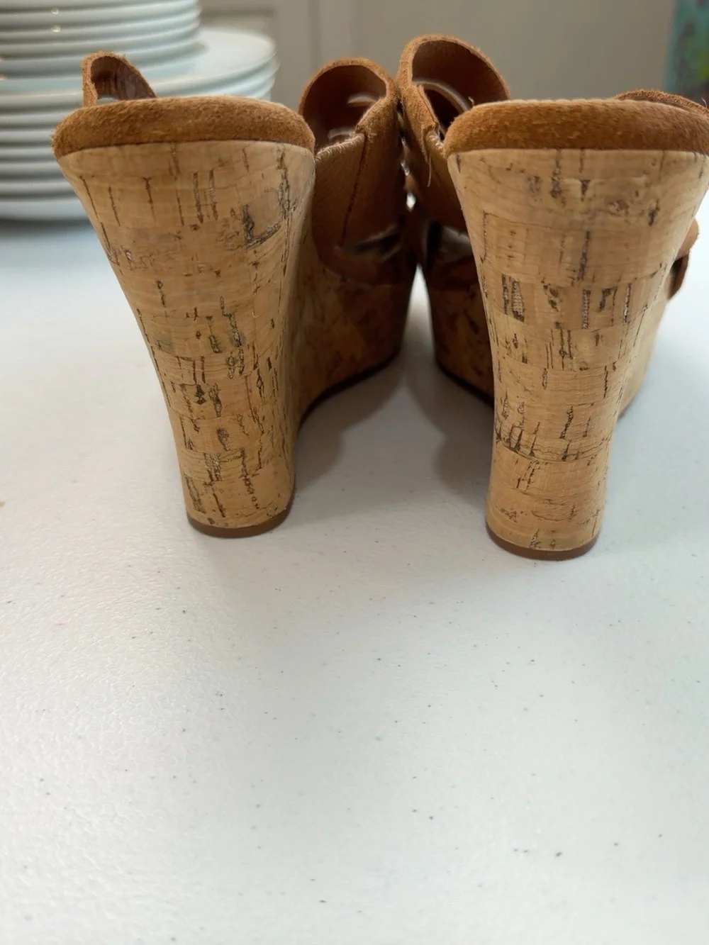 UGG Marta Chestnut Suede Woven Cork Wedge Sandals Women’s Size 10